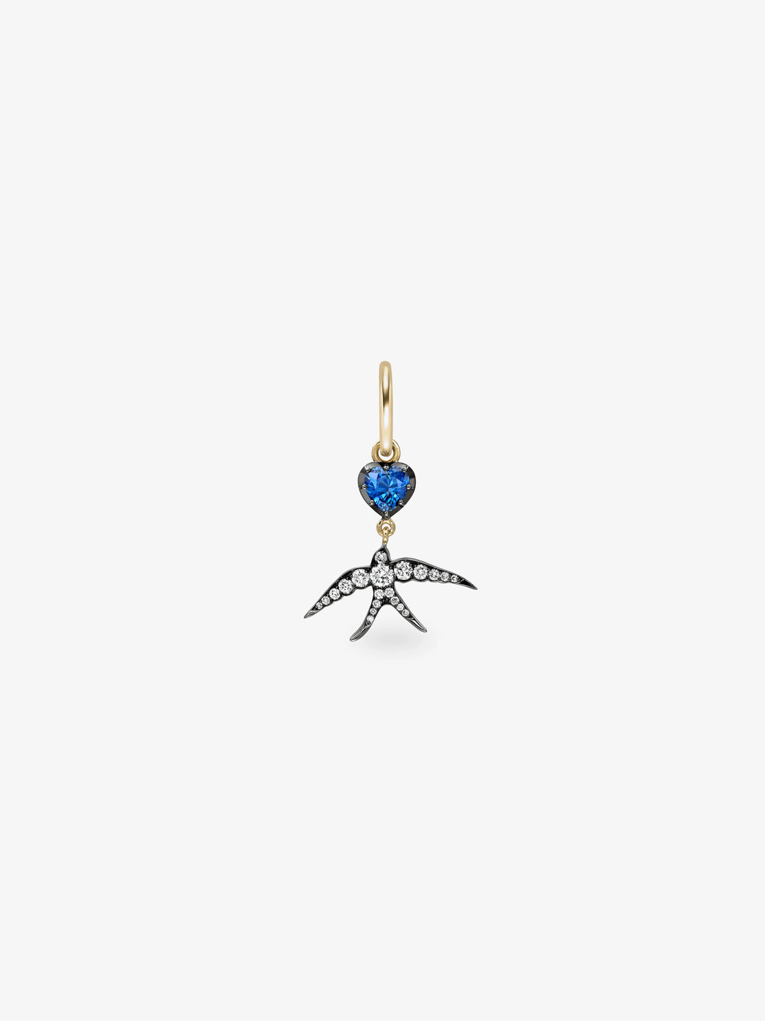 Hello Sailor Heart-Shaped Sapphire & Swallow Single Gypset Hoop Earring  View 1