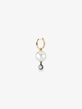 0.20ct Pearl & Diamond Single Gypset Hoop Earring