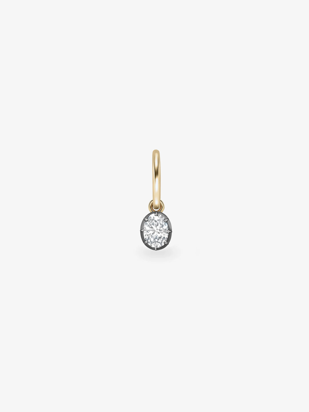 0.50ct Oval Diamond & Blackened Gold Single Gypset Hoop Earring  View 1