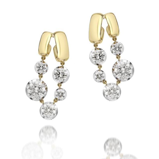 Solar White Gold Diamond Gypset Earrings