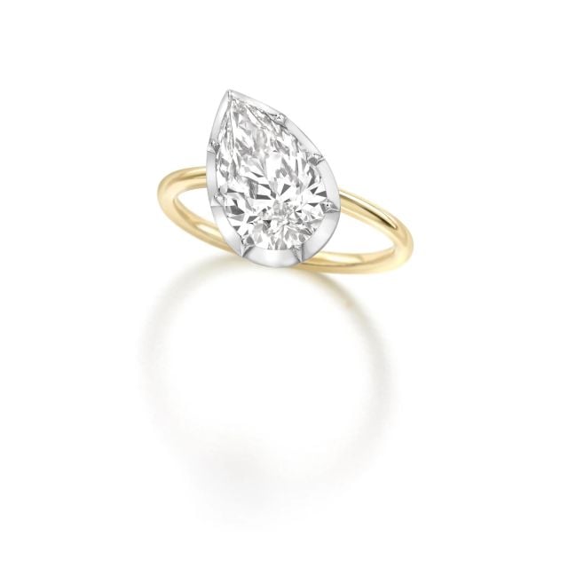 Tilted Pear 3.01ct Diamond Button Back Ring