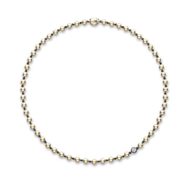 Ball n Chain 16" Yellow Gold Diamond Necklace