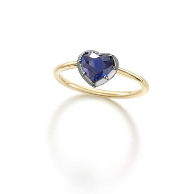 Signature 0.50ct Heart-Shaped Sapphire & Blackened Gold Button Back Ring