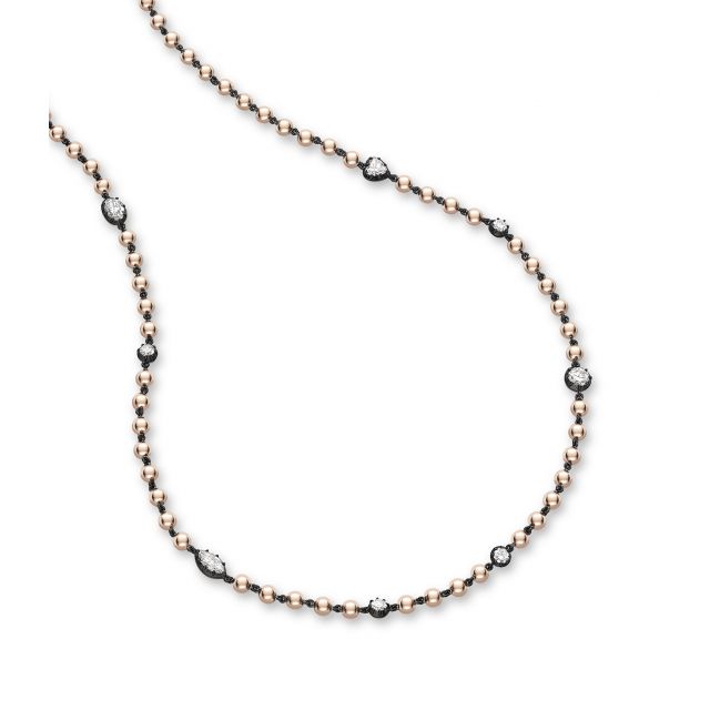 Ball n Chain 36" Rose Gold Multi Diamond Necklace