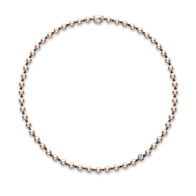 Ball n Chain 16" Rose Gold Diamond Necklace