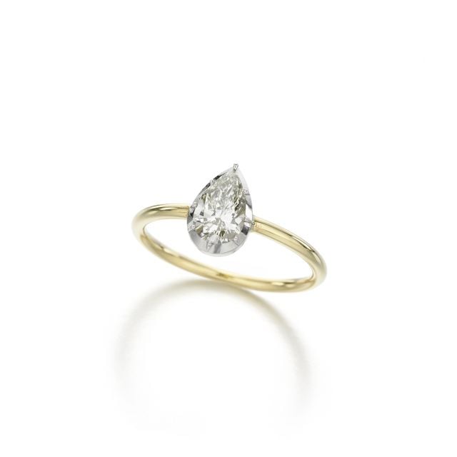 Signature 0.90ct Pear-Shaped Diamond & White Gold Button Back Ring