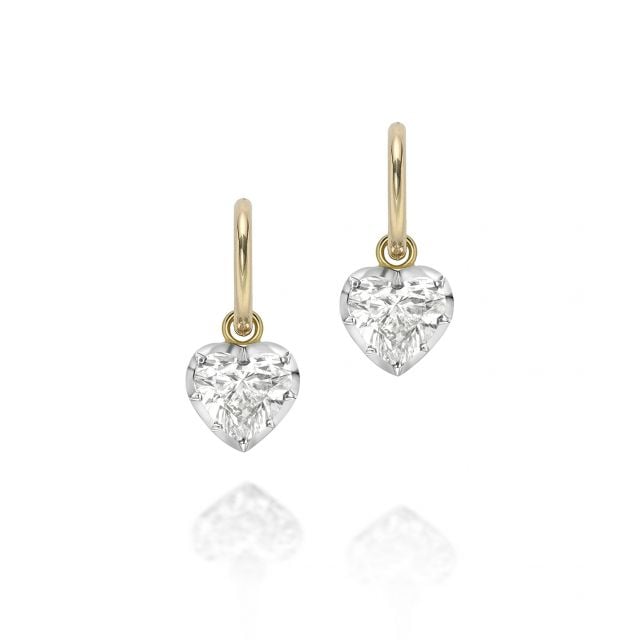 1ct Heart-Shaped Diamond & Gold Gypset Hoop Earrings
