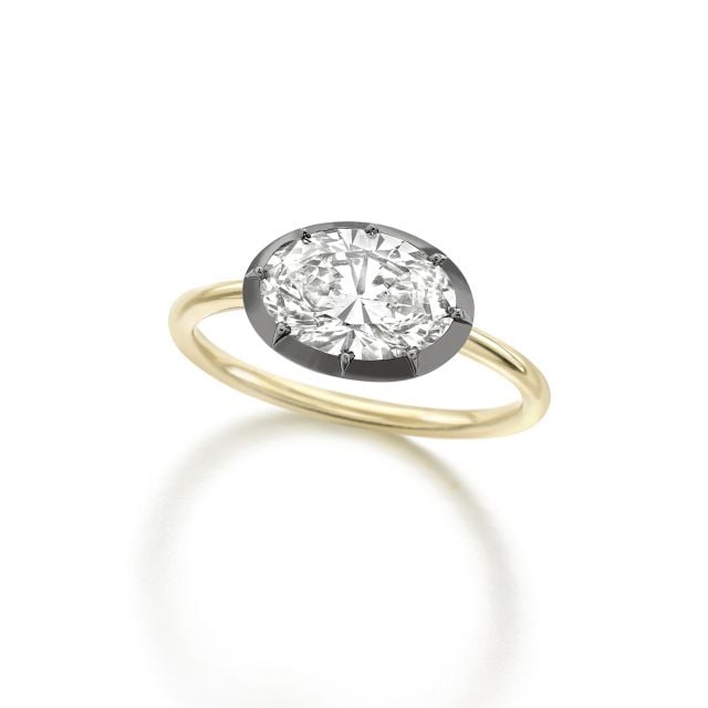 Signature Oval 1.8ct East-West Diamond Button Back Ring