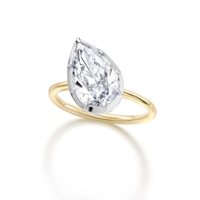 Tilted Pear 3.07ct Diamond Button Back Ring