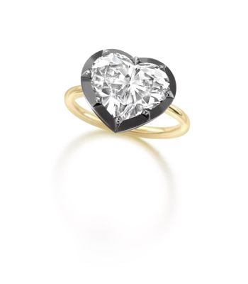 Signature Heart Shaped 5ct Blackened Gold Button Back Ring