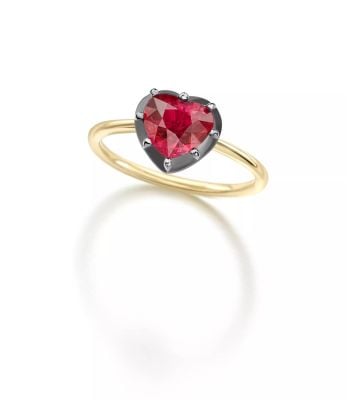 Signature Heart Shaped 2.02ct Ruby Button Back Ring