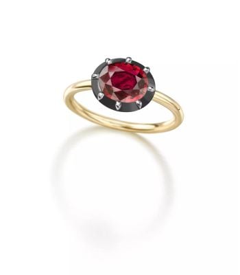 Signature 1.08ct Ruby & Blackened Gold Button Back Ring