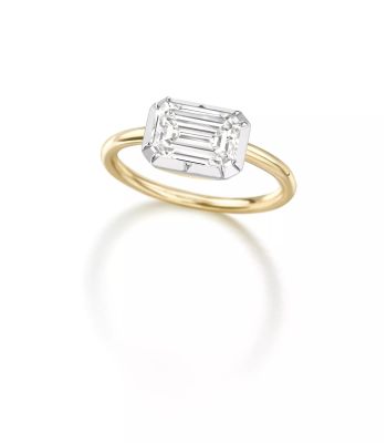 Signature 1.71ct Emerald Cut Diamond & White Gold Button Back Ring