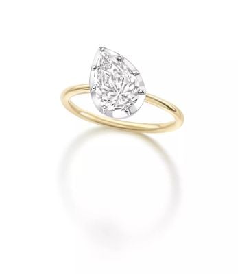 Tilted Pear 1.61ct Diamond Button Back Ring