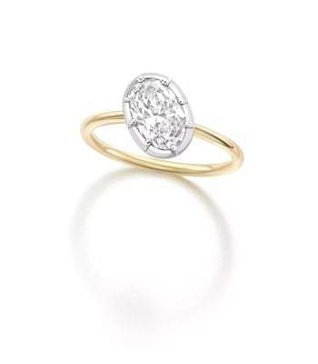 Tilted Oval 1.50ct Diamond Button Back Ring