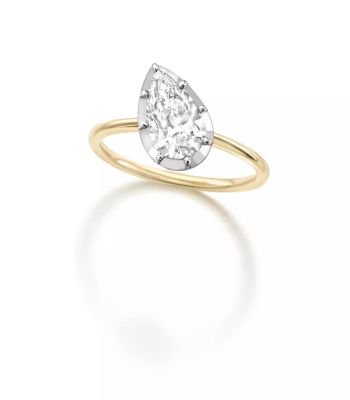 Tilted Pear 0.94ct Diamond Button Back Ring