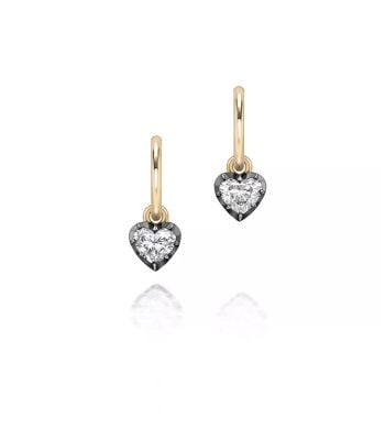 0.50ct Heart-Shaped Diamond & Blackened Gold Gypset Hoop Earrings