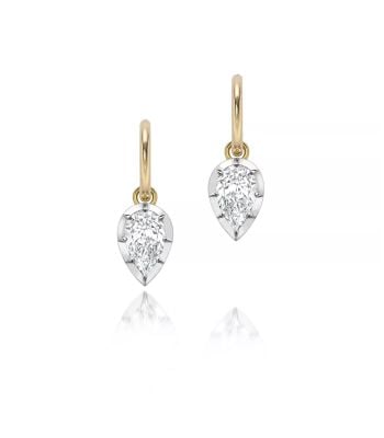 0.70ct Pear-Shaped Diamond & White Gold Gypset Hoop Earrings