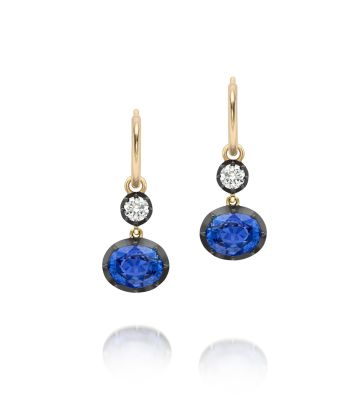 Signature Sapphire & Diamond Oval Gypset Hoop Earrings