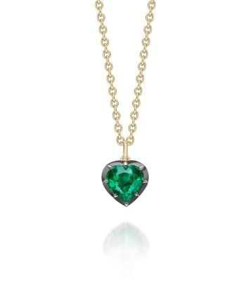 Signature Georgian Cut-Down 0.50ct Emerald Heart Shaped Pendant