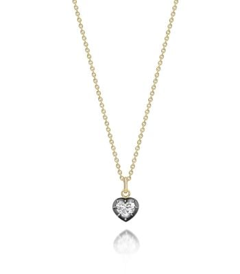 Signature Georgian Cut-Down 0.50ct Heart Shaped Diamond & Blackened Gold Pendant