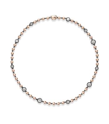 Ball n Chain 16" Rose Gold Multi Diamond Necklace
