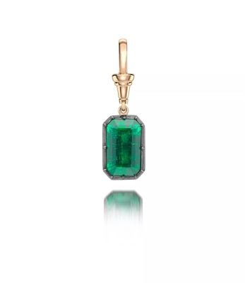 Ball n Chain 6.65ct Emerald Cut Emerald Pendant
