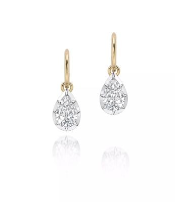 0.70ct Pear-Shaped Diamond and Gold Gypset Hoop Earrings