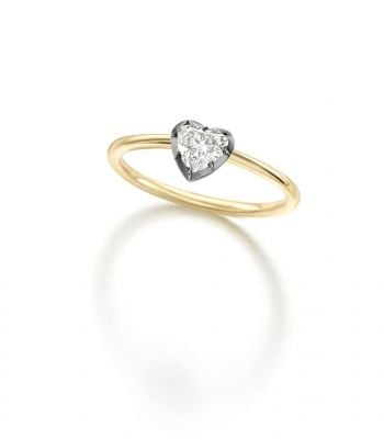 Signature 0.30ct Heart-Shaped Diamond & Blackened Gold Button Back Ring