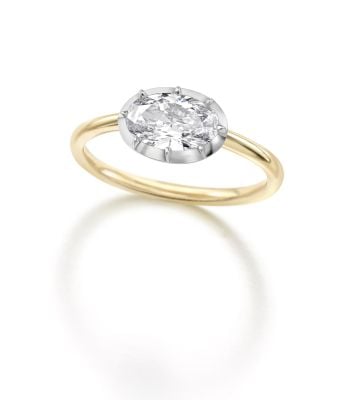 Signature Oval 0.90ct East-West Diamond Button Back Ring