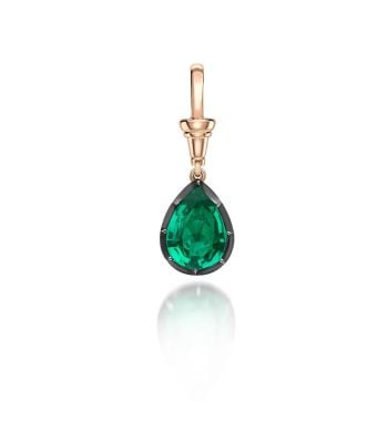 Ball n Chain 3.92ct Pear Shaped Emerald Pendant