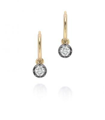 0.20ct Diamond & Blackened Gold Gypset Hoop Earrings