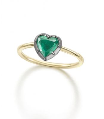 Signature 1.5ct Heart-Shaped Emerald & Blackened Gold Button Back Ring