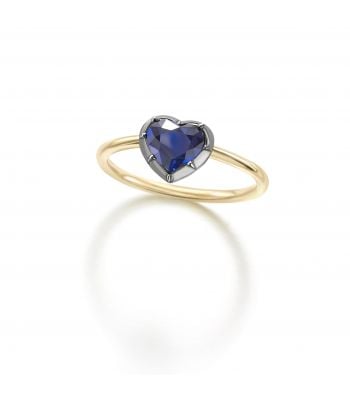 Signature 0.50ct Heart-Shaped Sapphire & Blackened Gold Button Back Ring