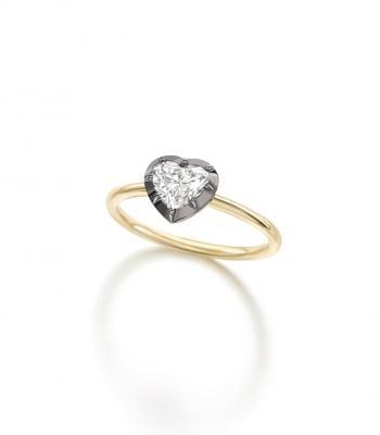 Signature 0.70ct Heart-Shaped Diamond & Blackened Gold Button Back Ring