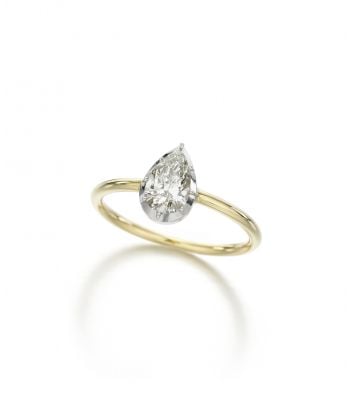 Signature 0.90ct Pear-Shaped Diamond & White Gold Button Back Ring