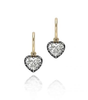 1ct Heart-Shaped Diamond & Blackened Gold Gypset Hoop Earrings