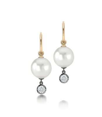 Signature Pearl & Diamond 0.20ct Gypset Hoop Earrings