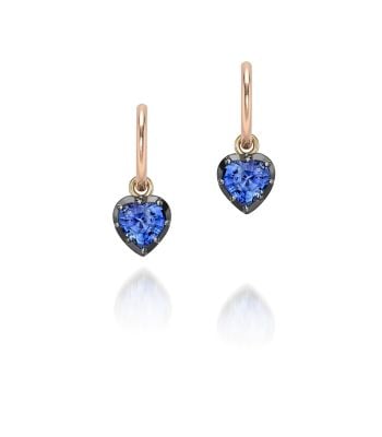 0.50ct Heart-Shaped Sapphire & Blackened Gold Gypset Hoop Earrings