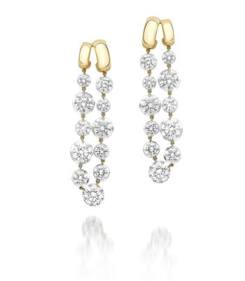 Solar Long White Gold Diamond Gypset Earrings