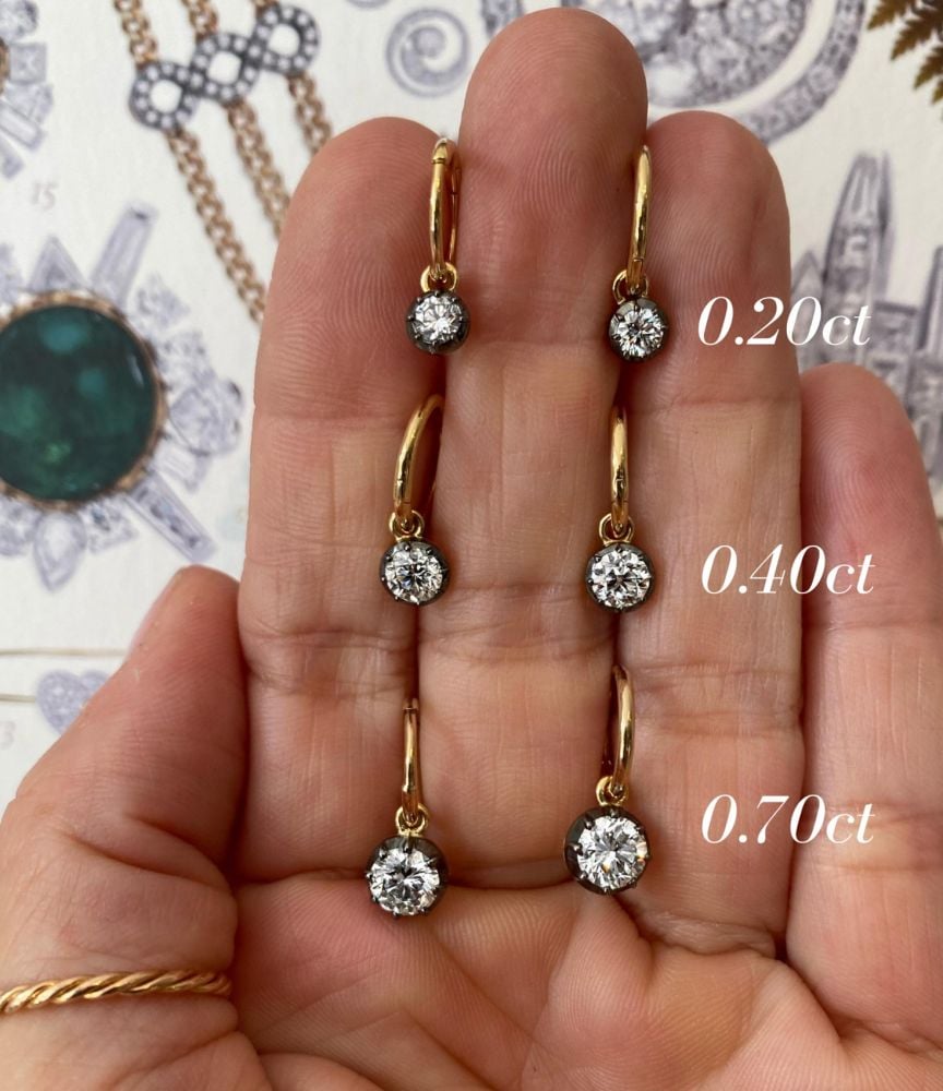 0.70ct Diamond & Blackened Gold Gypset Hoop Earrings | Jessica 